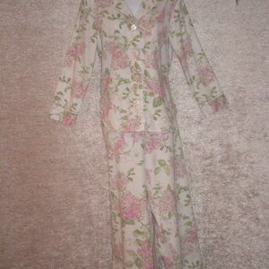 Beautiful CHAPS by Ralph Lauren Pink Hydrangea Print Cotton Pajamas sz M